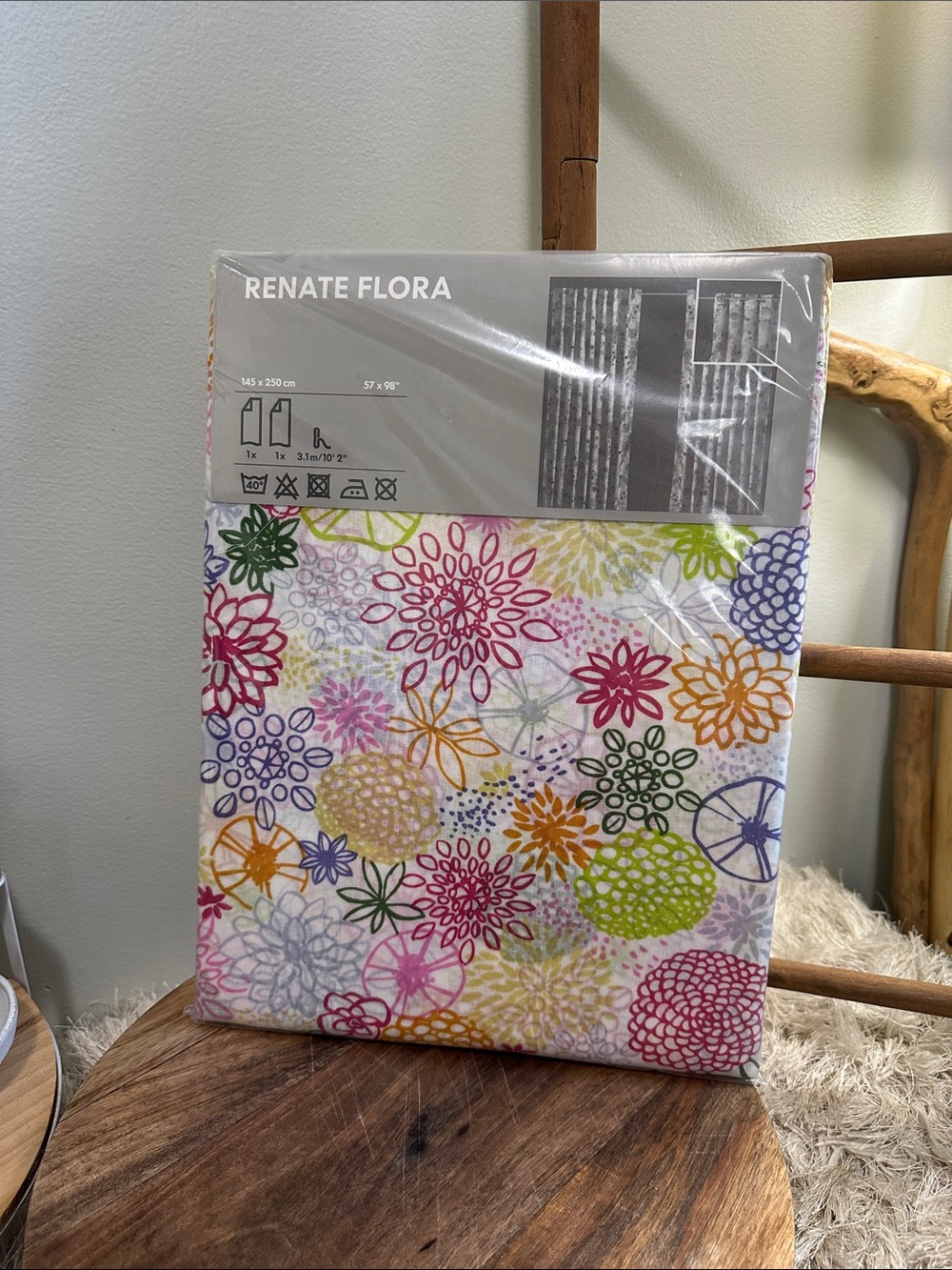 IKEA Renate Flora Flower
Curtains Pair Semi Sheer Floral 
57”x98” New